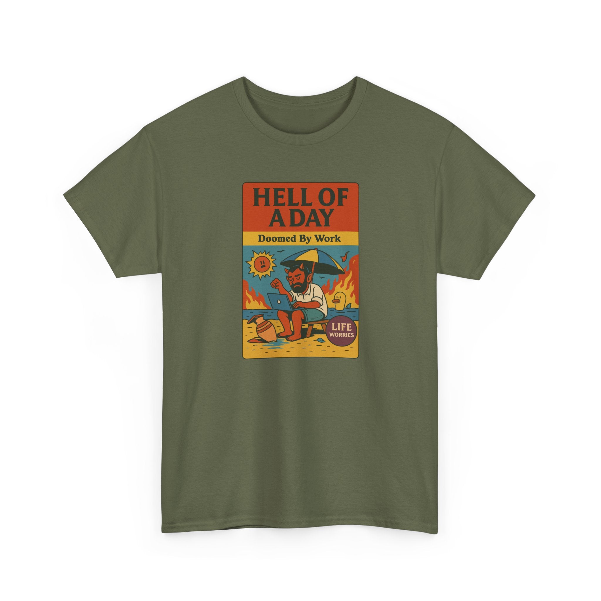 Hell of a Day, Life Worries - Unisex Cotton Tee