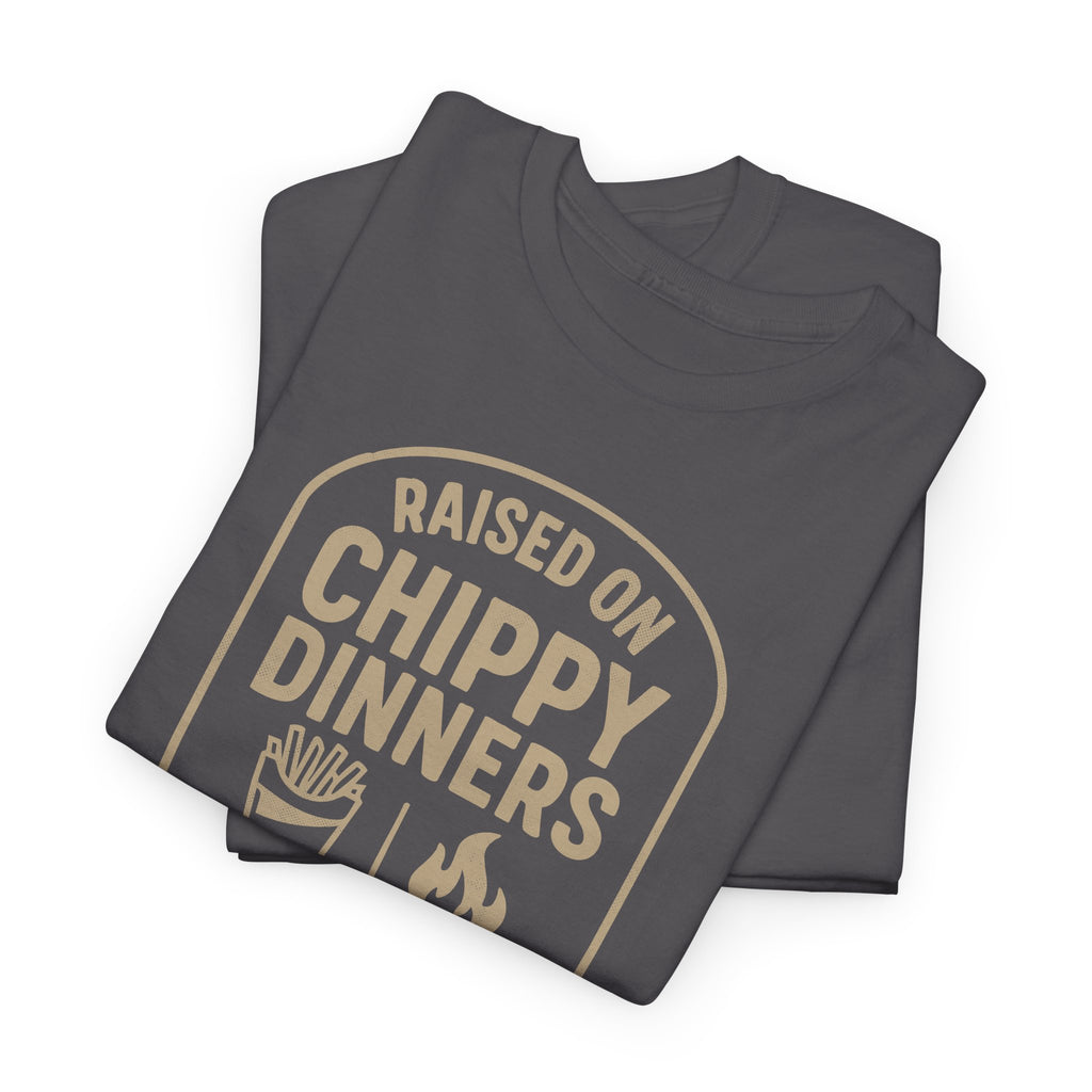 Raised On Chippy Dinners & Trouble - Unisex Cotton Tee