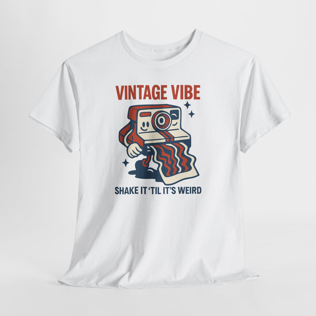 Vintage Vibe Polaroid Tee — “Shake It 'Til It's Weird” Retro Camera T-Shirt