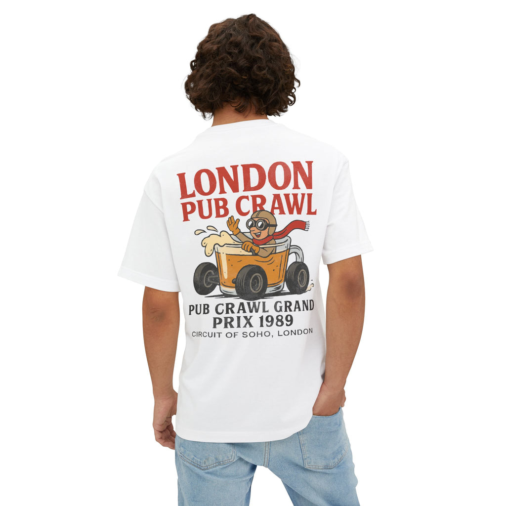 Retro Pub Crawl Boxy Tee - Oversized Unisex Tee