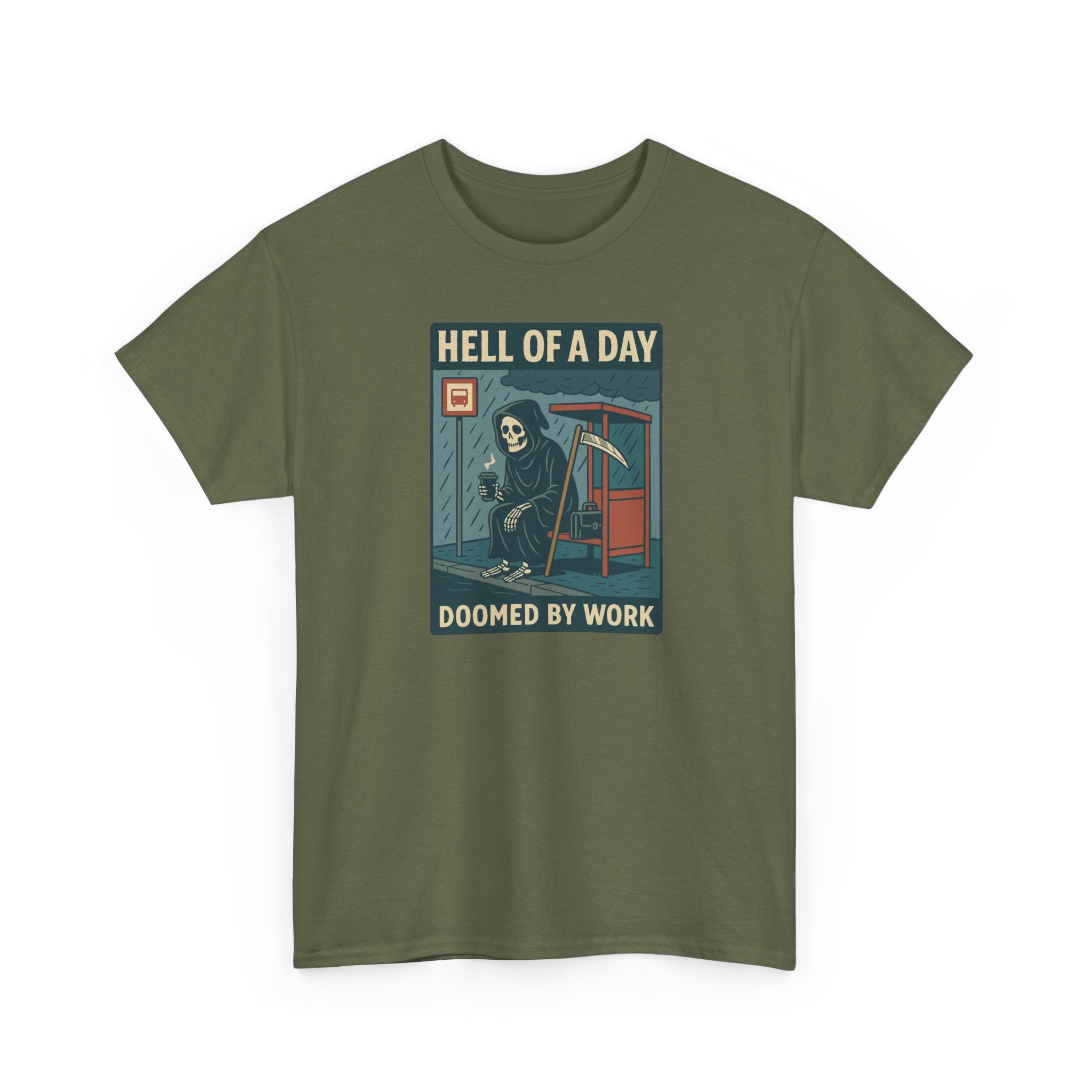 Hell of a Day, Doomed by Work - Unisex Cotton Tee
